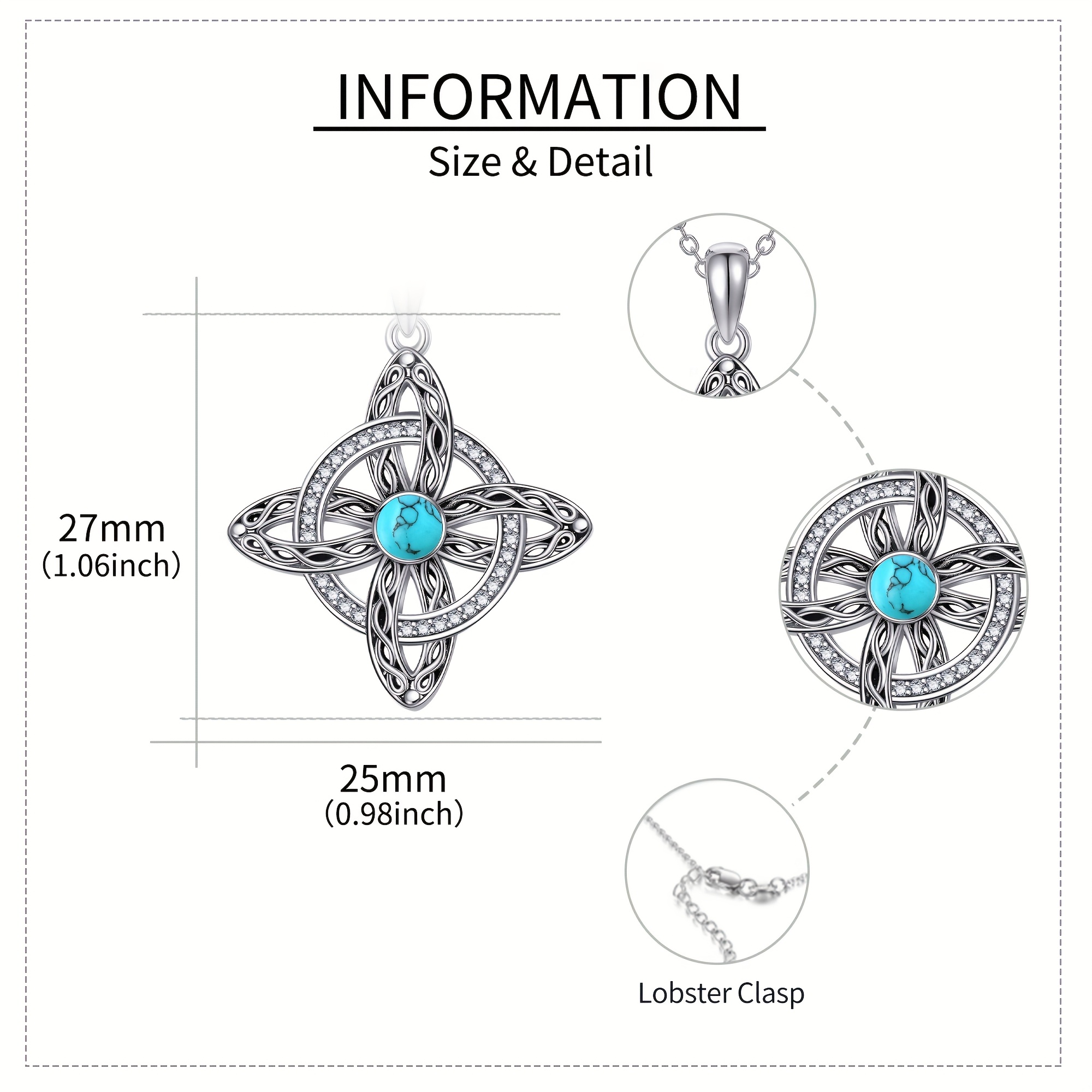 Women's 925 Sterling Silver Celtic Pendant Necklace